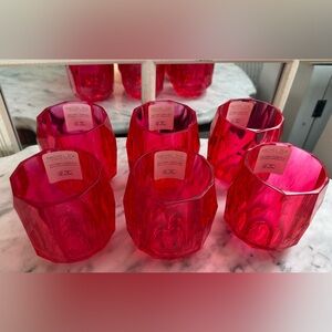Rachel Zoe Ruby Red Acrylic Faceted Tumblers - Set 6 - New!